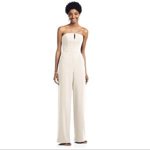 NEW! White Strapless Notch Crepe Jumpsuit with pockets! NEVER WORN WITH TAGS